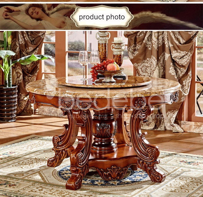 Ytj 869 Living Room High End European Dining Table Combination Marble Round With Turntable Household American Hand Carved Tripod Ytj 869 Living Room High End European, European Round Table